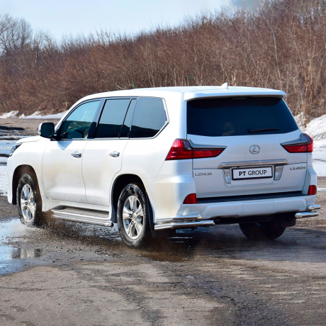 Защита заднего бампера двойная угловая d63/51мм (НПС) LEXUS 450D (2015-н.в.) купить недорого с доставкой в Люберцы