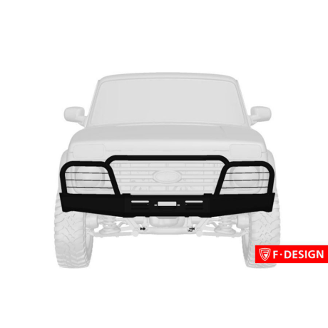 силовой передний бампер f-design с площадкой под лебедку с защитными дугами для L@DA 4x4 (не окрашенный) купить недорого с доставкой в Люберцы